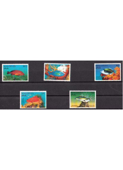 MALDIVE 1992  francobolli serie completa nuova Pesci Tropicali Yvert e Tellier 1437/41